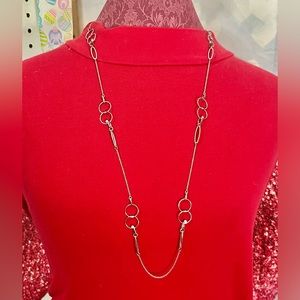 Ann Taylor silver tone chain & rhinestone necklace NWT